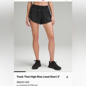 Lululemon Track that high rise 3” shorts